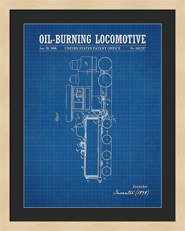 Oil Burning Locomotive Blueprint Patent Us606237