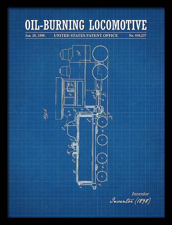 Oil Burning Locomotive Blueprint Patent Us606237