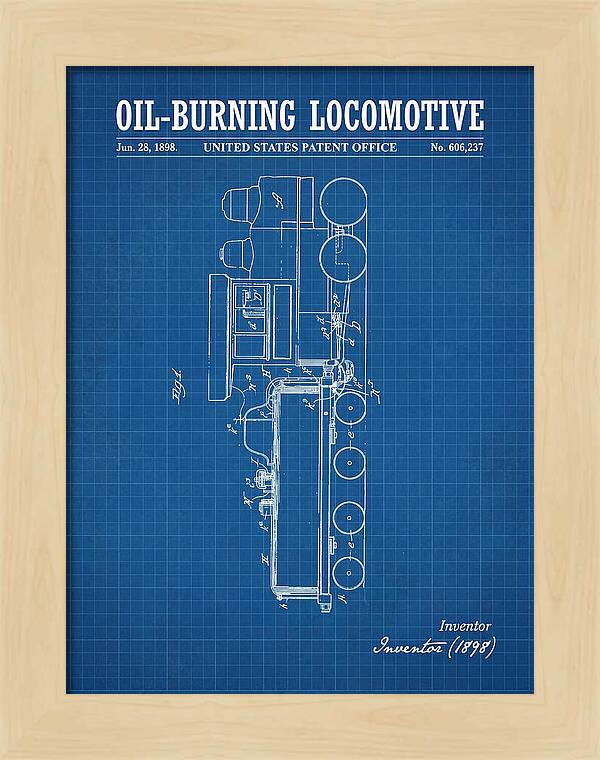 Oil Burning Locomotive Blueprint Patent Us606237