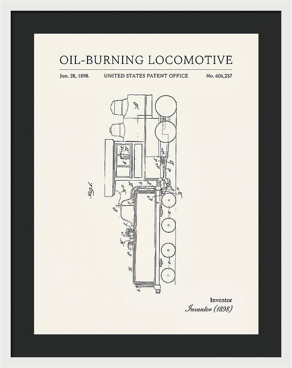 Oil Burning Locomotive Minimalist Patent Us606237