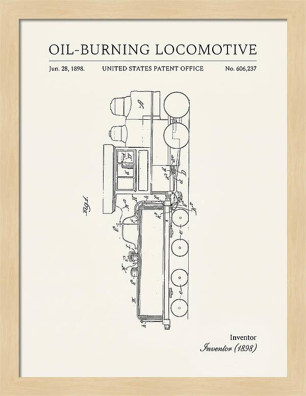 Oil Burning Locomotive Minimalist Patent Us606237