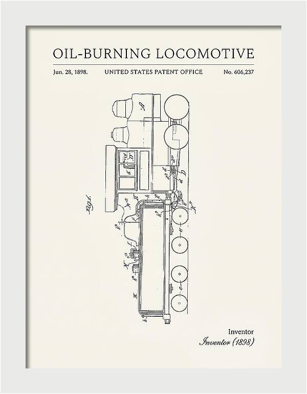 Oil Burning Locomotive Minimalist Patent Us606237