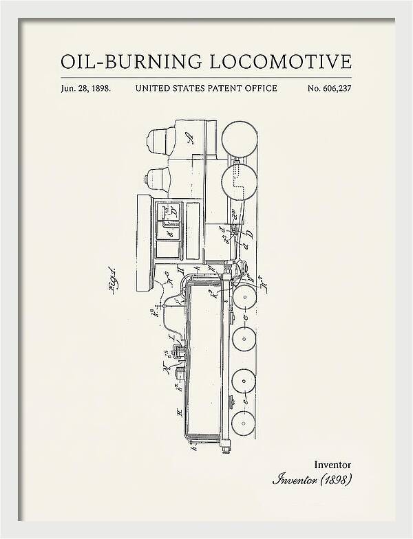 Oil Burning Locomotive Minimalist Patent Us606237