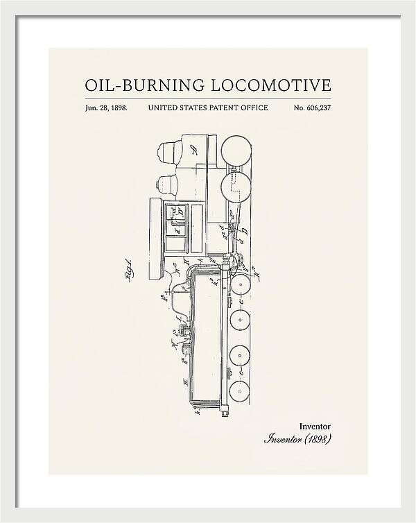Oil Burning Locomotive Minimalist Patent Us606237
