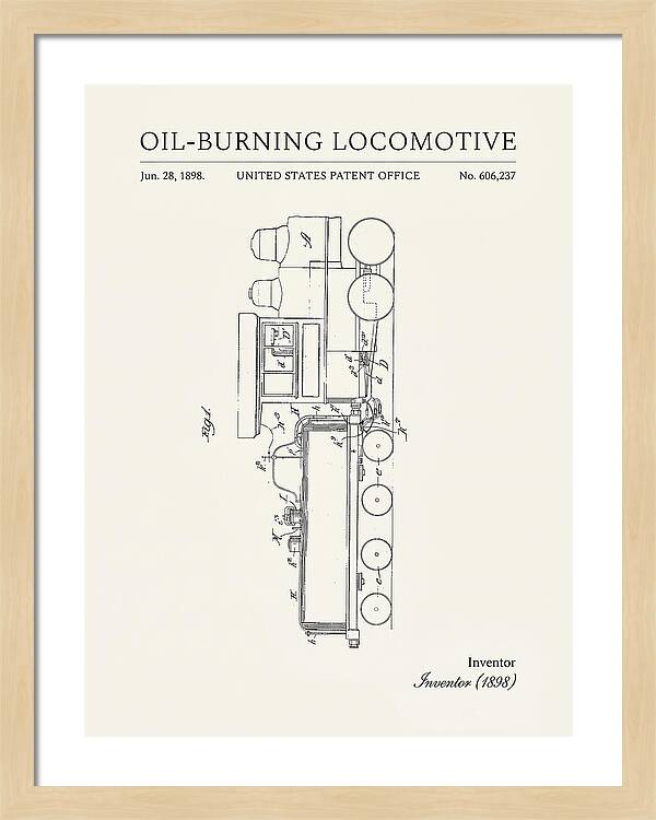 Oil Burning Locomotive Minimalist Patent Us606237