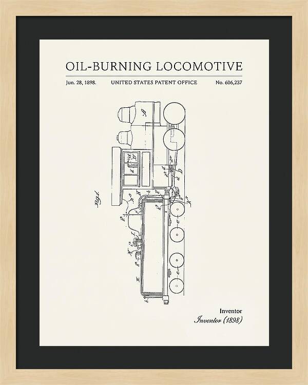 Oil Burning Locomotive Minimalist Patent Us606237