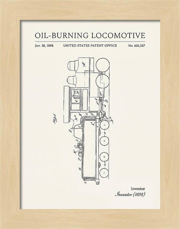 Oil Burning Locomotive Minimalist Patent Us606237