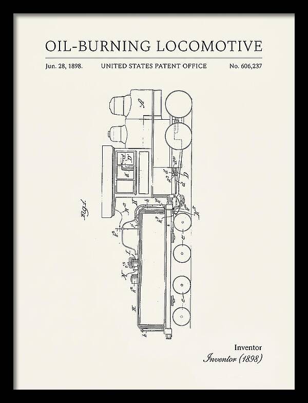 Oil Burning Locomotive Minimalist Patent Us606237