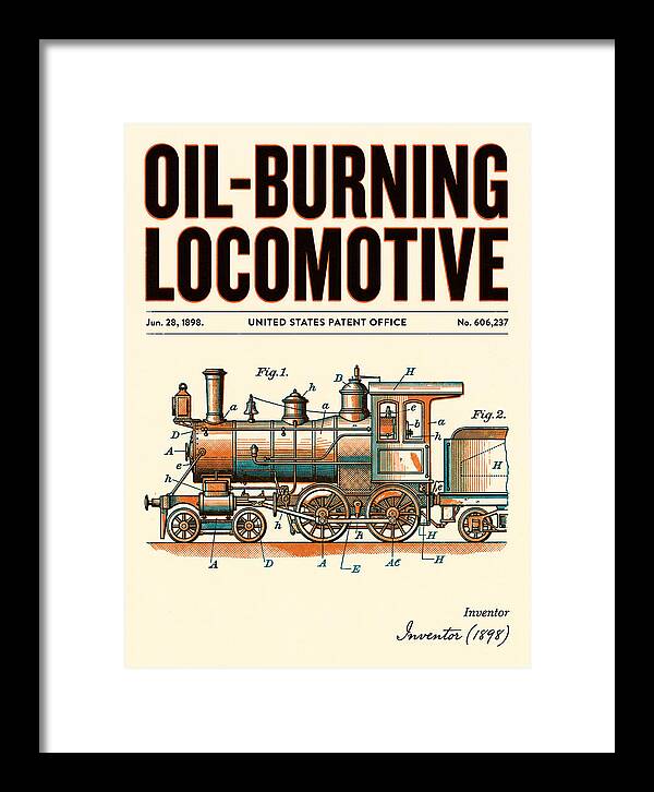 Oil Burning Locomotive Retro Patent Us606237