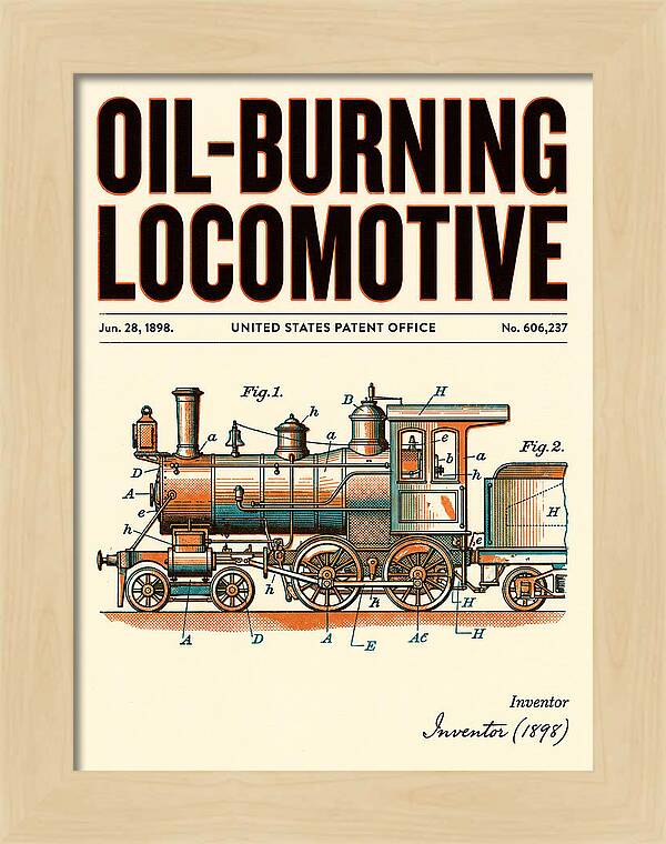 Oil Burning Locomotive Retro Patent Us606237