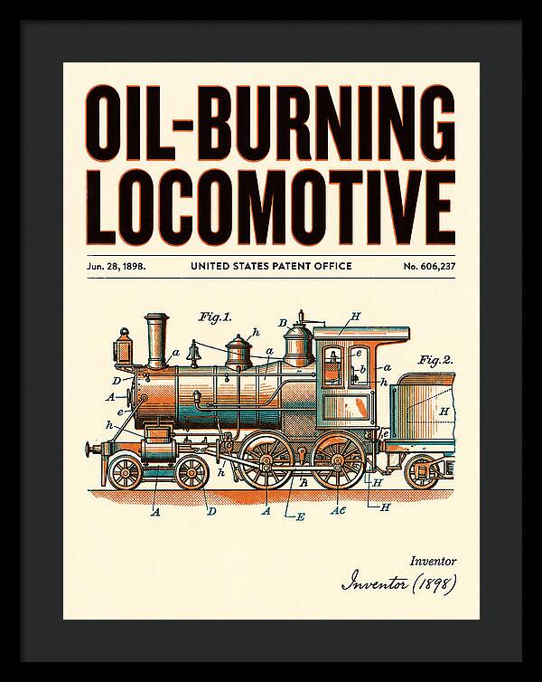 Oil Burning Locomotive Retro Patent Us606237