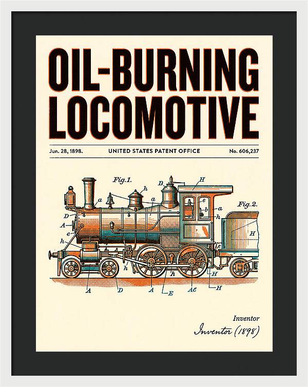 Oil Burning Locomotive Retro Patent Us606237