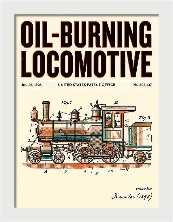 Oil Burning Locomotive Retro Patent Us606237
