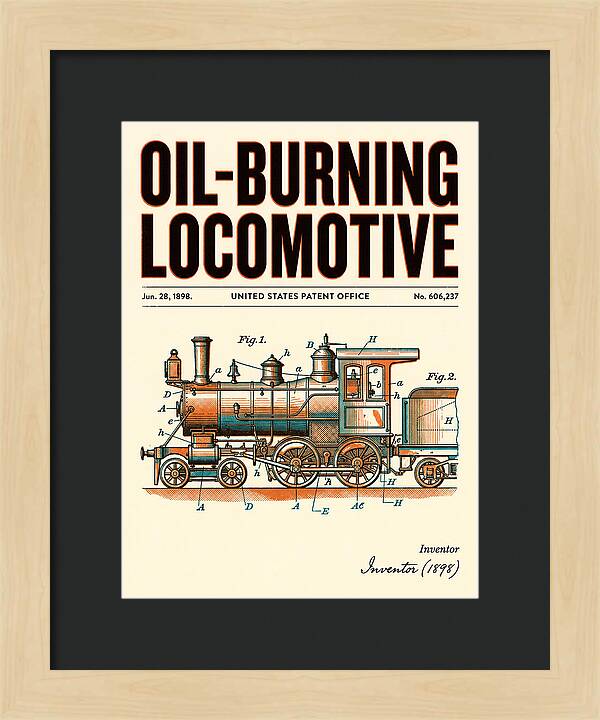 Oil Burning Locomotive Retro Patent Us606237