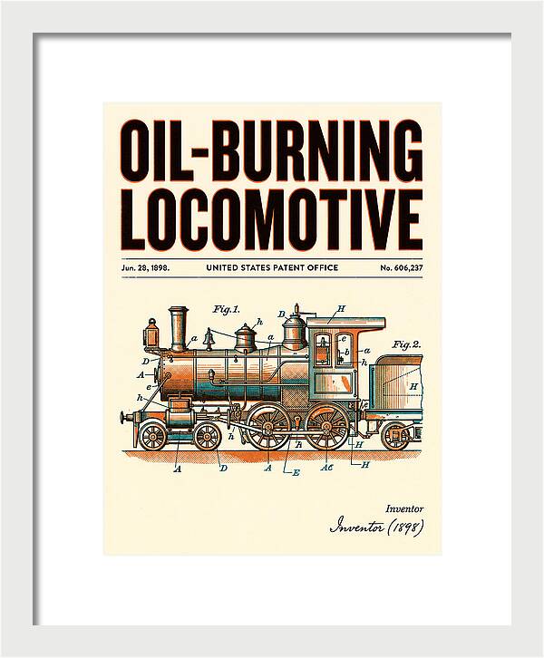 Oil Burning Locomotive Retro Patent Us606237