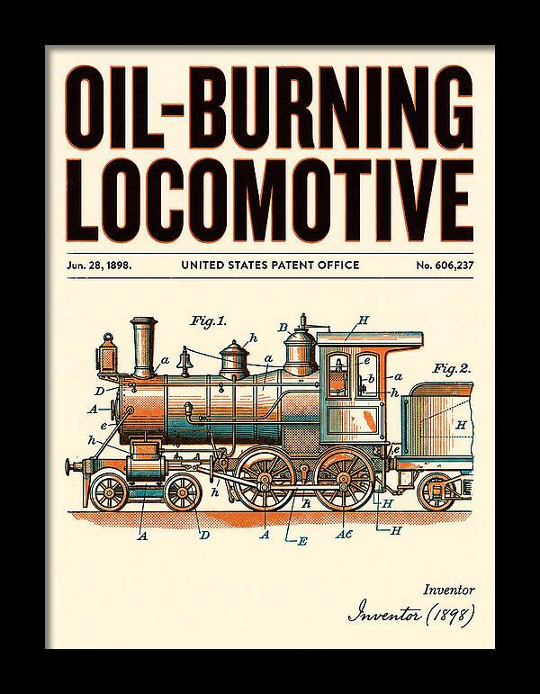 Oil Burning Locomotive Retro Patent Us606237