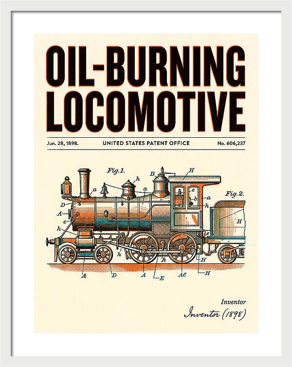 Oil Burning Locomotive Retro Patent Us606237