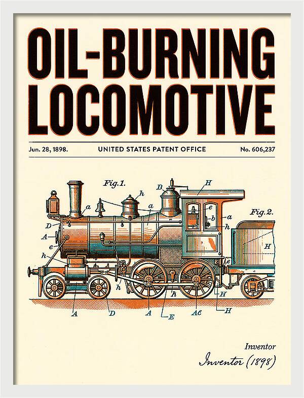 Oil Burning Locomotive Retro Patent Us606237