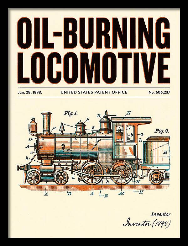 Oil Burning Locomotive Retro Patent Us606237