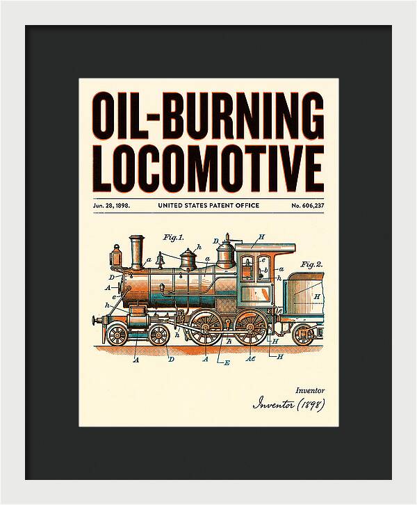 Oil Burning Locomotive Retro Patent Us606237