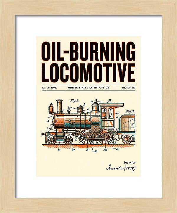 Oil Burning Locomotive Retro Patent Us606237