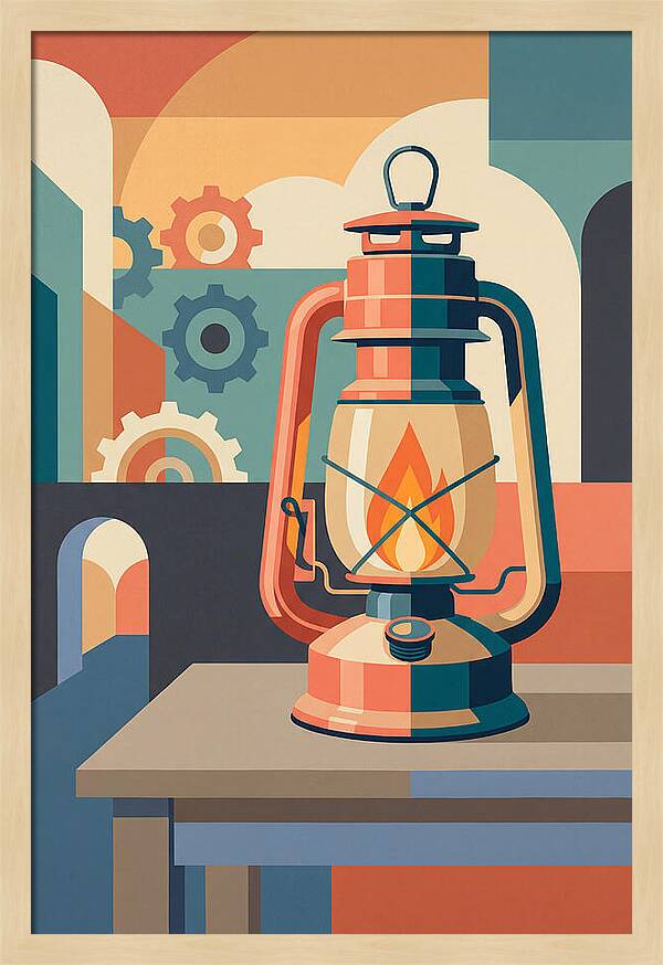 Oil Lantern In Abstract Style
