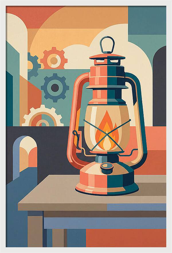Oil Lantern In Abstract Style