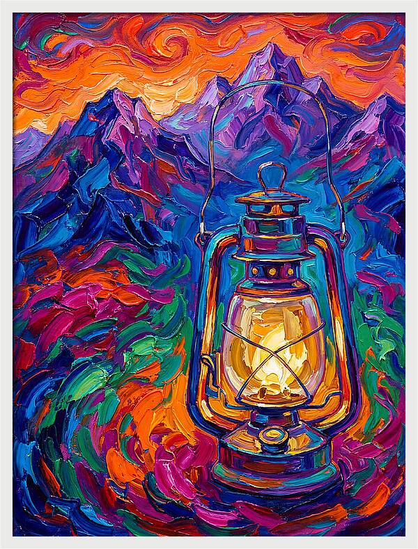 Oil Lantern In Vibrant Landscape