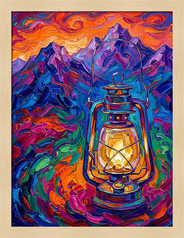 Oil Lantern In Vibrant Landscape