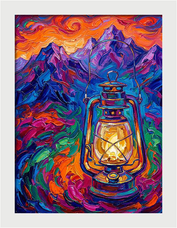 Oil Lantern In Vibrant Landscape