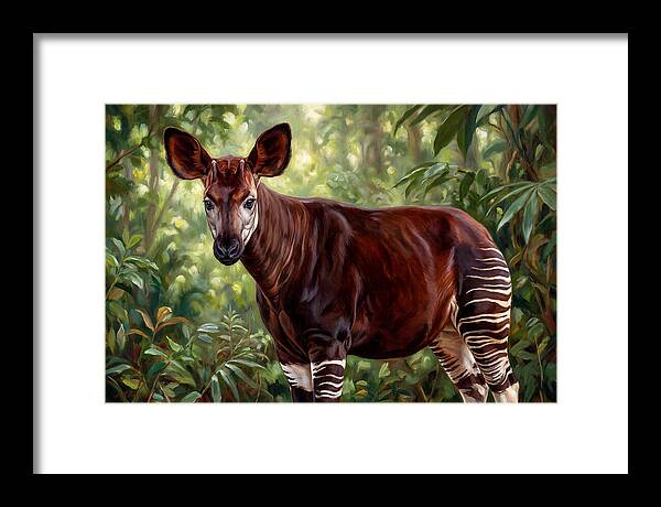 Okapi Among Tropical Foliage