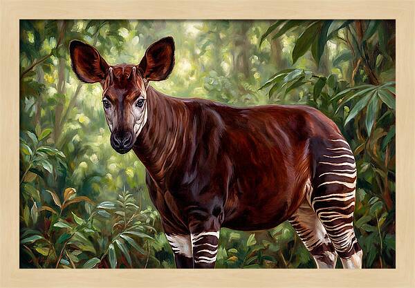 Okapi Among Tropical Foliage