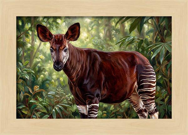 Okapi Among Tropical Foliage
