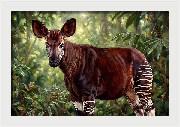 Okapi Among Tropical Foliage