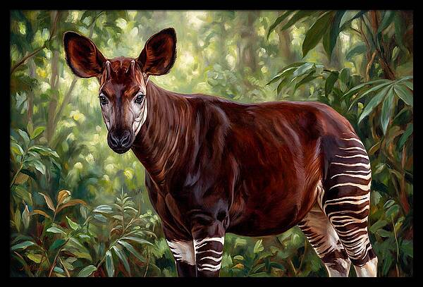 Okapi Among Tropical Foliage
