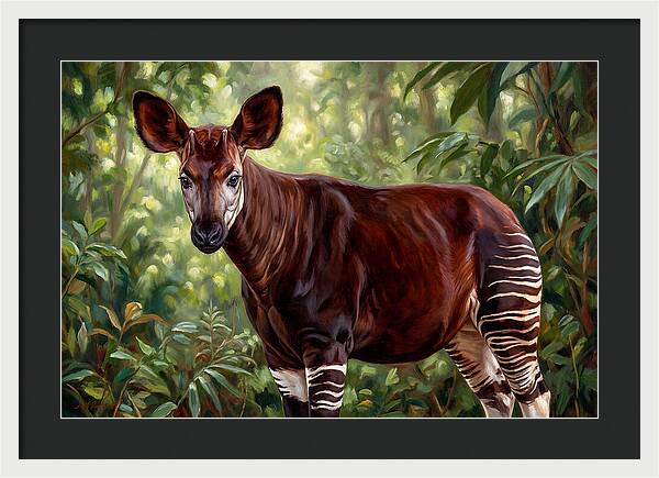 Okapi Among Tropical Foliage