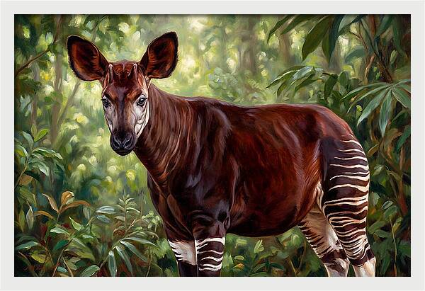 Okapi Among Tropical Foliage