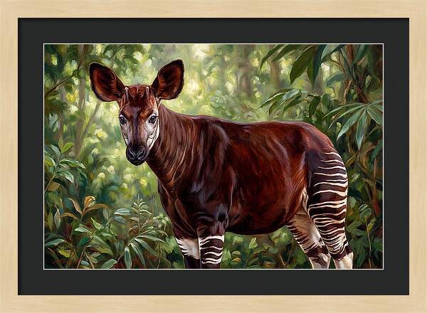 Okapi Among Tropical Foliage