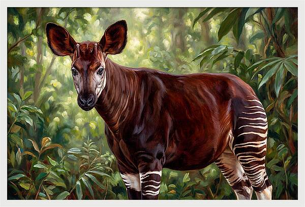 Okapi Among Tropical Foliage