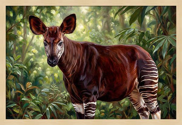 Okapi Among Tropical Foliage