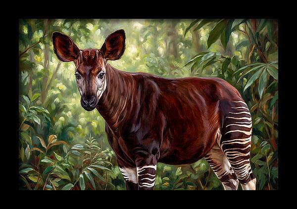 Okapi Among Tropical Foliage