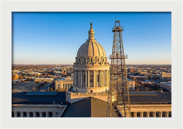 Oklahoma State Capitol And Oil Derrick