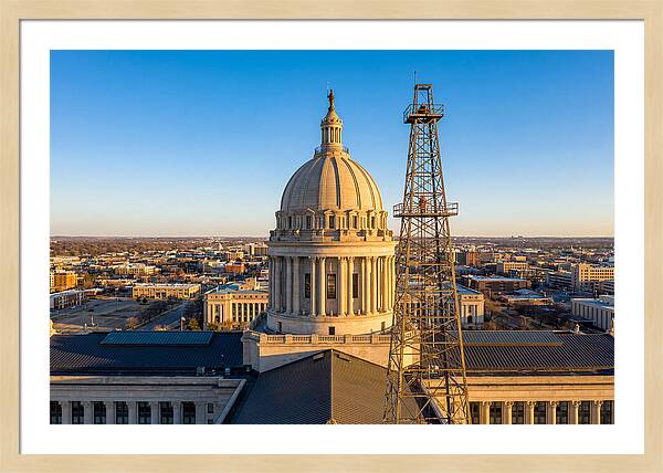 Oklahoma State Capitol And Oil Derrick