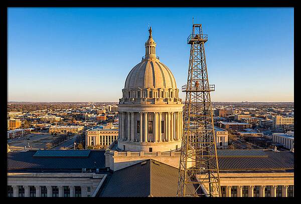 Oklahoma State Capitol And Oil Derrick