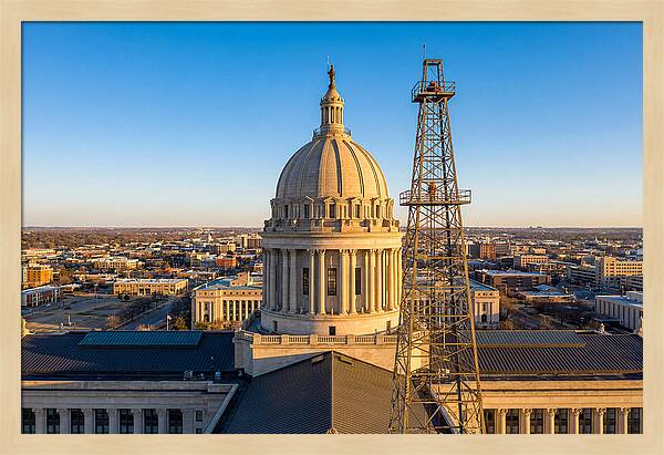Oklahoma State Capitol And Oil Derrick
