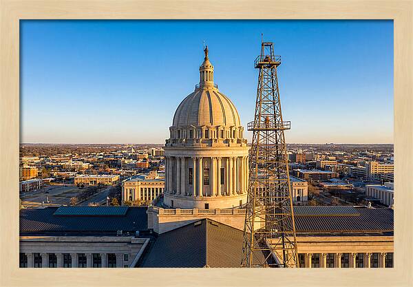 Oklahoma State Capitol And Oil Derrick