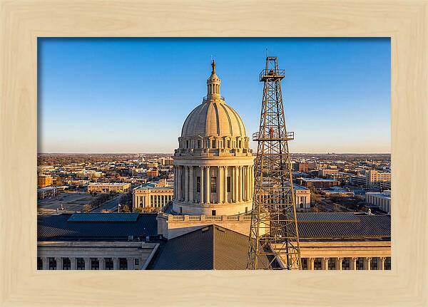 Oklahoma State Capitol And Oil Derrick