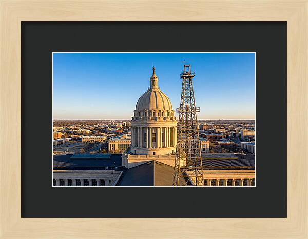 Oklahoma State Capitol And Oil Derrick