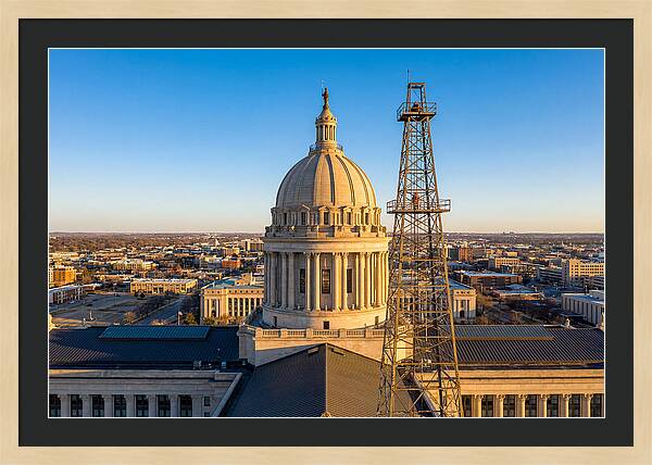Oklahoma State Capitol And Oil Derrick