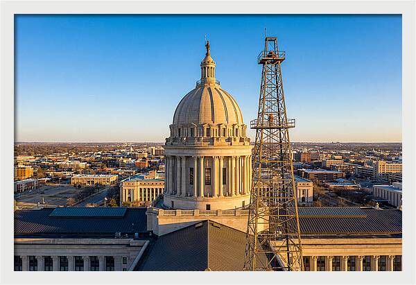 Oklahoma State Capitol And Oil Derrick